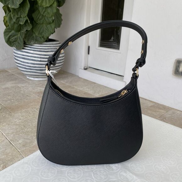 Tory Burch Emerson Saffiano Leather Shoulder Bag in Black 150258 NWT - Picture 3 of 16